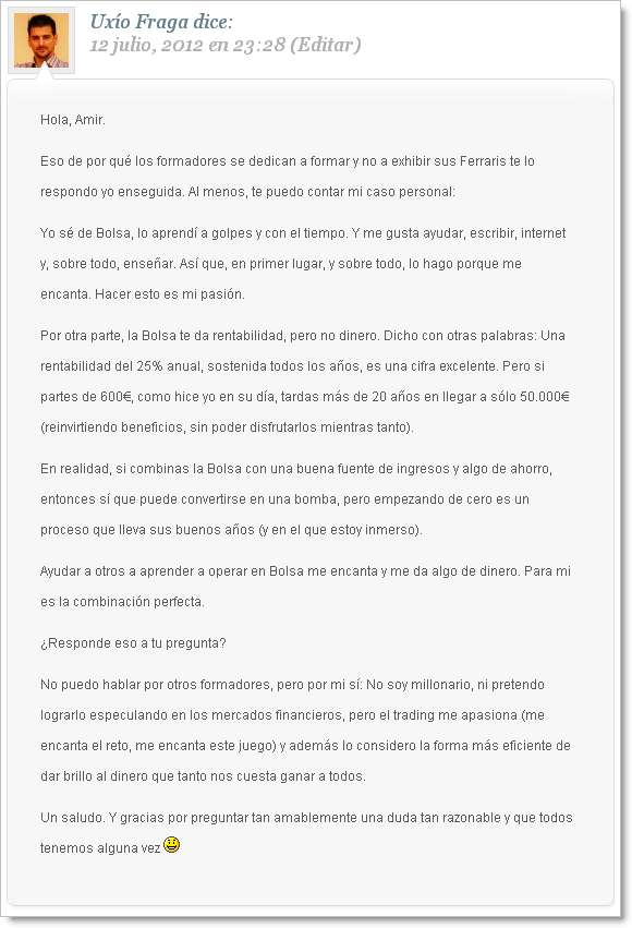 Invertir en Bolsa, respuesta Invertir en Bolsa, respuesta