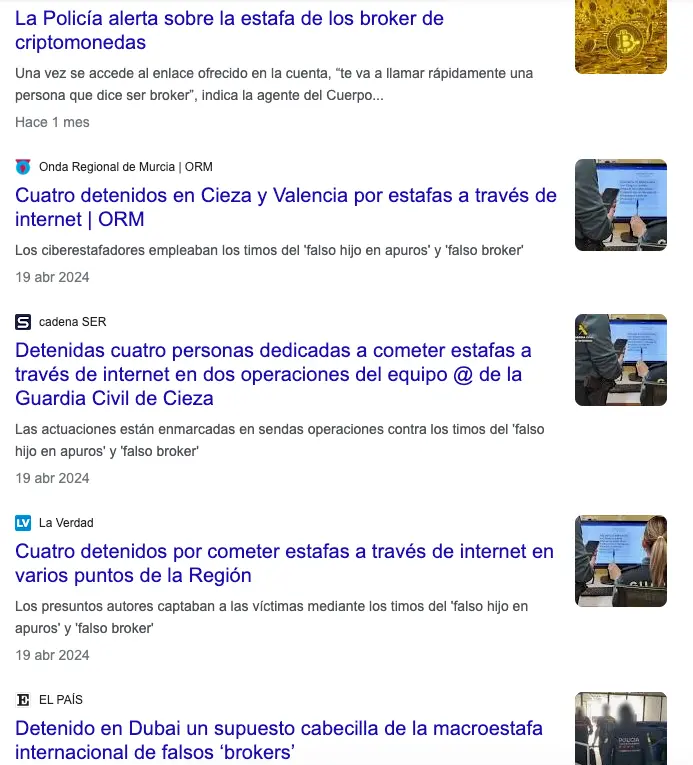 estafas de brokers falsos