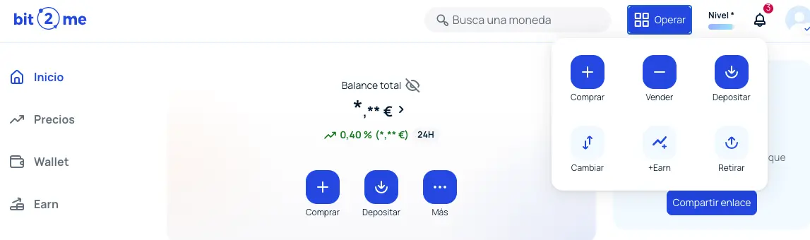 Comprar cripto en Bit2Me