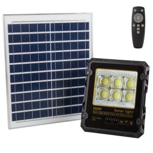 Proyector 200W con Panel Solar Control Remoto IP65  [1916-FLSOL-200W-CW]