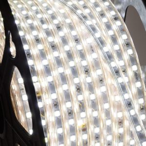 Tira de 60 LEDs/M 500W 42.000Lm 6000ºK SMD5050 220VAC IP65 x50M 40.000H   [HO-220-60-50M-CW]