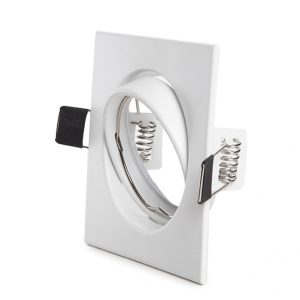 Aro Foco Downlight Basculante Cuadrado Blanco 83/83Mm