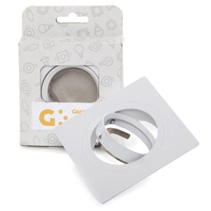 Aro Foco Downlight Basculante Cuadrado Aluminio Blanco 83/83Mm Estuche Personalizado