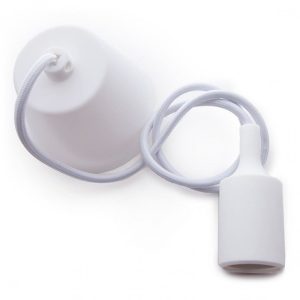 Portalámparas E27 Cable - Rosetón Blanco