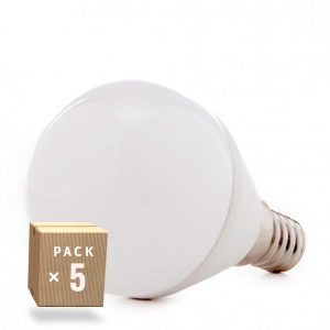 Pack 5 Bombillas LED E14 5W 500Lm 6000ºK 40.000H  [HO-P45-E14-5W-RC-CW-PK5-AP]