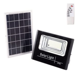 Proyector LED solar 45W 6500K Panel: Bateria 6V/6W: Control remoto 3,2V/3000MaH