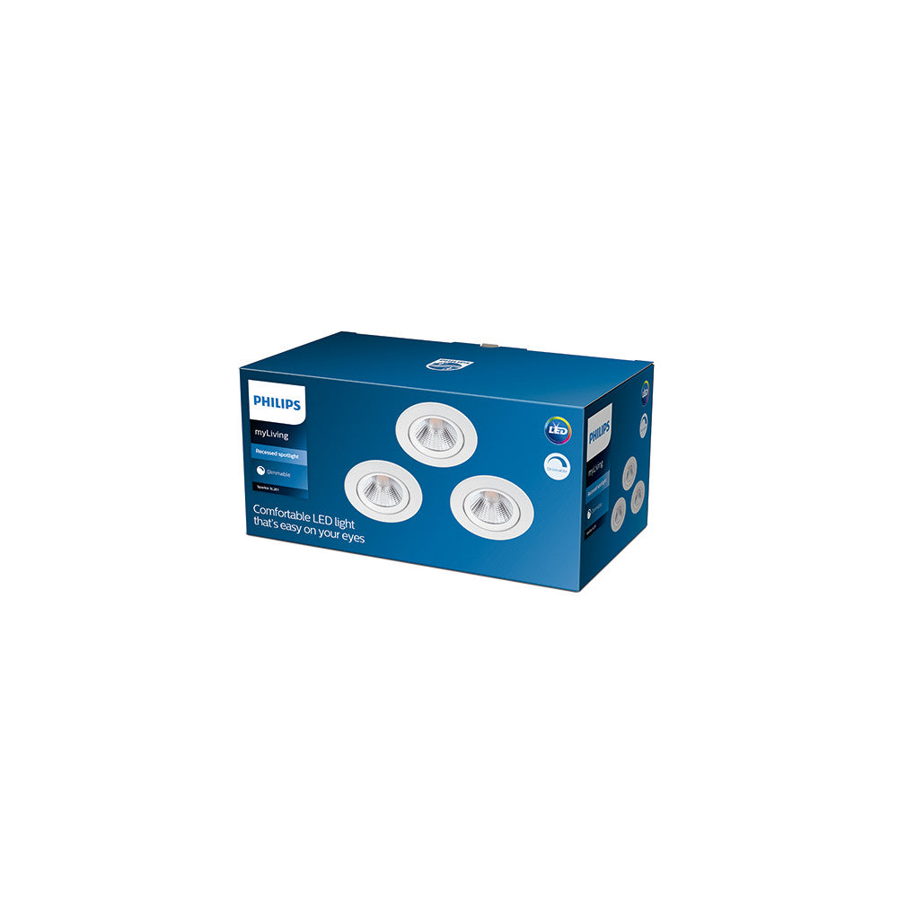 Pack 3 Downlight LED Philips "Sparkle" Circular 5,5W 350Lm Blanco 2700K [PH-929002374222 - Imagen 2