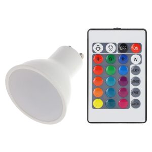 Bombilla LED GU10 3W RGB Mando a Distancia 40.000H  [PL187220-GU10]