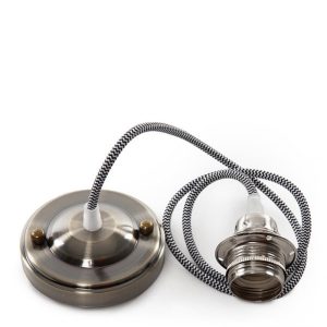 Pendel E27 Cable 1000 X 0,75Mm Tela - Rosetón  [SC-MPL008]