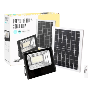 Proyector LED Solar 120W 6500K Panel: 6V/15W Batería: 3,2V/8000MaH Control Remoto   [BX3-SOLARFL-120W-01]