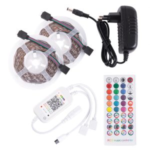 Kit Tira LED 72W 3,000Lm 300 LEDs 10M RGB Blister Transformador, Controlador, Control Bluetooth IP20 40,000H