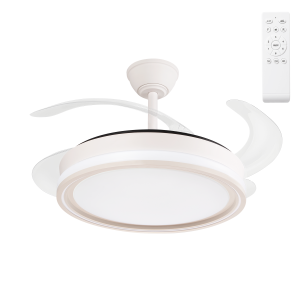 Ventilador Dc Bandido Función Verano-Invierno 59w Blanco 4 Aspas 107d 5900lm 3500-4000-6500k  Remoto y Temporizador