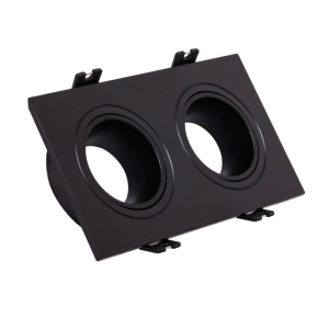 Aro Foco Downlight 2xGU10 Policarbonato Rectangular Negro