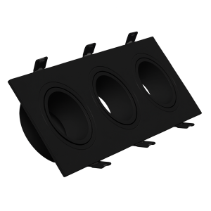 Aro Foco Downlight 3xGU10 Policarbonato Rectangular Negro