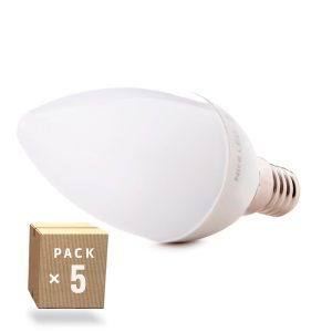 Pack 5 Bombillas LED E14 5W 500Lm 6000ºK 40.000H  [HO-C37-E14-5W-RC-CW-PK5-AP]
