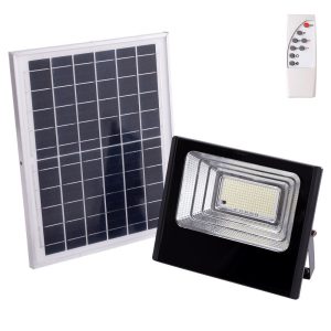 Proyector LED Solar 100W 6500K Panel: 6V/12W Battery: 3.2V/8000MaH Remote Control  [HO-SOLARFL-100W-01]