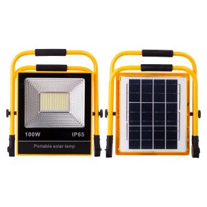 Proyector LED Solar 100W 6500K Panel: 6V/12W Batería: 3,2V/18000MaH Control Remoto  [HO-SOLARFL-100W-05]