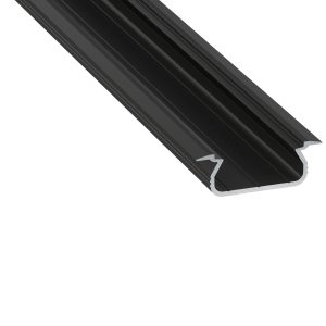 Perfíl Aluminio KIMERA-SELDE Anodizado Negro con Difusor Opal y Tapones 2,02M