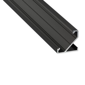 Perfíl Aluminio KIMERA-BARDE Anodizado Negro con Difusor Opal y Tapones 2,02M