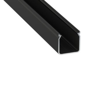 Perfíl Aluminio KIMERA-HELSE Anodizado Negro con Difusor Opal y Tapones 2,02M