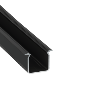 Perfíl Aluminio KIMERA-"SKAGEN" Anodizado Negro con Difusor Opal , Tapones y Clips Sujección 2,02M