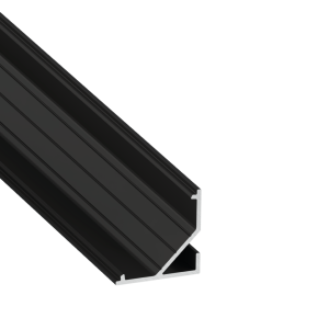 Perfíl Aluminio KIMERA-"ARRE" Anodizado Negro con Difusor Opal , Tapones y Clips Sujección 2,02M