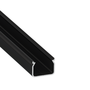 Perfíl Aluminio KIMERA-"HOM" Anodizado Negro con Difusor Opal , Tapones y Clips Sujección 2,02M