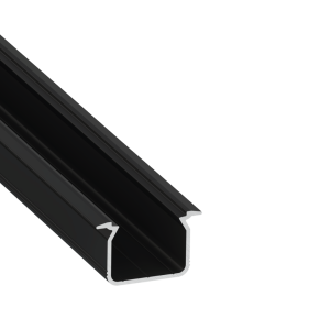 Perfíl Aluminio KIMERA-"UHRE" Anodizado Negro con Difusor Opal , Tapones y Clips Sujección 2,02M