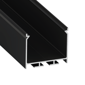 Perfíl Aluminio KIMERA-"NORS" Anodizado Negro con Difusor Opal , Tapones y Clips Sujección 2,02M