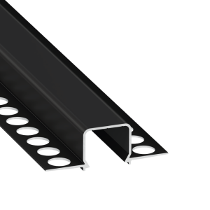 Perfíl Aluminio KIMERA-"MOSSO" Anodizado Negro con Difusor Opal , Tapones y Clips Sujección 2,02M