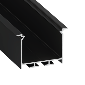 Perfíl Aluminio KIMERA-"HEDE" Anodizado Negro con Difusor Opal , Tapones y Clips Sujección 2,02M