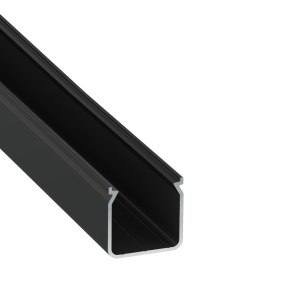 Perfíl Aluminio KIMERA-"HELSE" Anodizado Negro con Difusor Opal , Tapones y Clips Sujección 2,02M