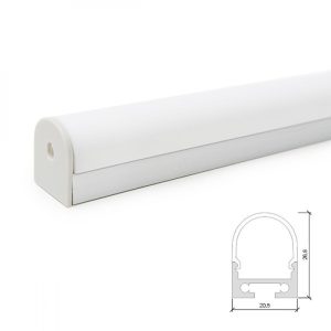 Perfíl Aluminio Curvado para Tira LED Techo/Colgante Difusor Opal LLE-ALP027 x 2M