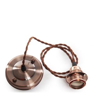 Pendel E27 Cable Trenzado 1000Mm X 0,75Mm de Tela - Rosetón  [SC-MPL007]