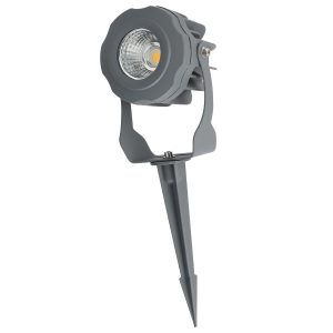 Foco Led con Pincho Jardín 10W IP65 2700ºK Acabado Gris