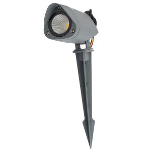 Foco Led con Pincho Jardín 7W IP65 2700ºK Acabado Gris