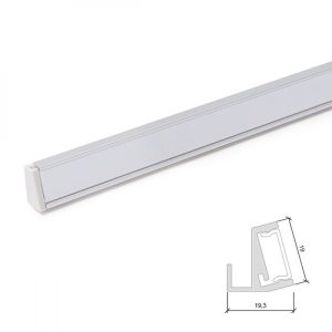 Perfíl Aluminio para Tira LED Estanterías Cristal 6Mm x 1M