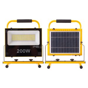Proyector LED Solar 200W 6500K Panel: 6V/12W Bateria: 7.2V/18000MaH Control Remoto  [WR-KFL-E-200W]