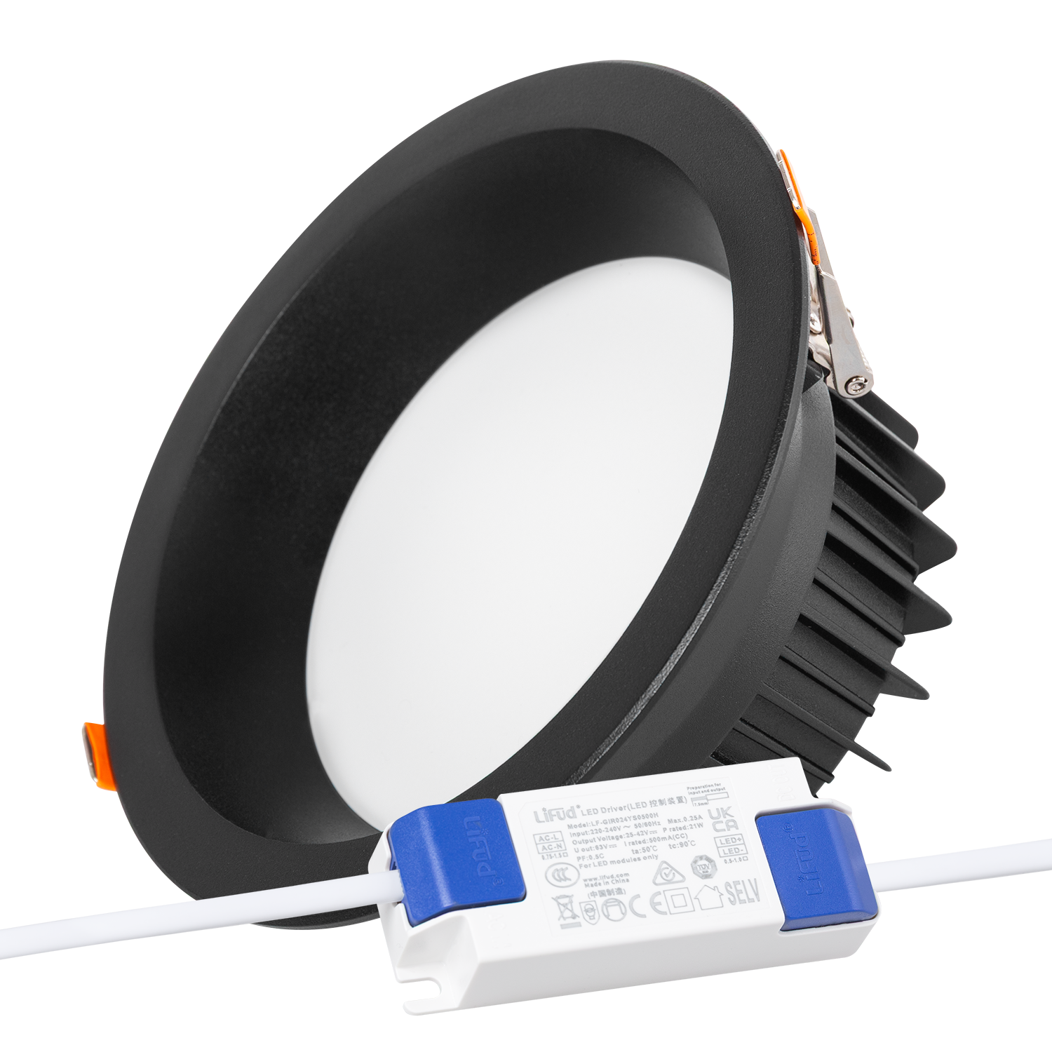 Foco Downlight Circular LED 20W 2.000Lm 6000ºK Anti-Deslumbrante UGR19 40.000H Negro